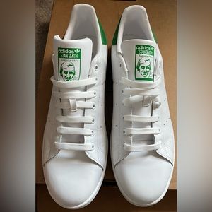 Green & White Adidas Stan Smith Shoes